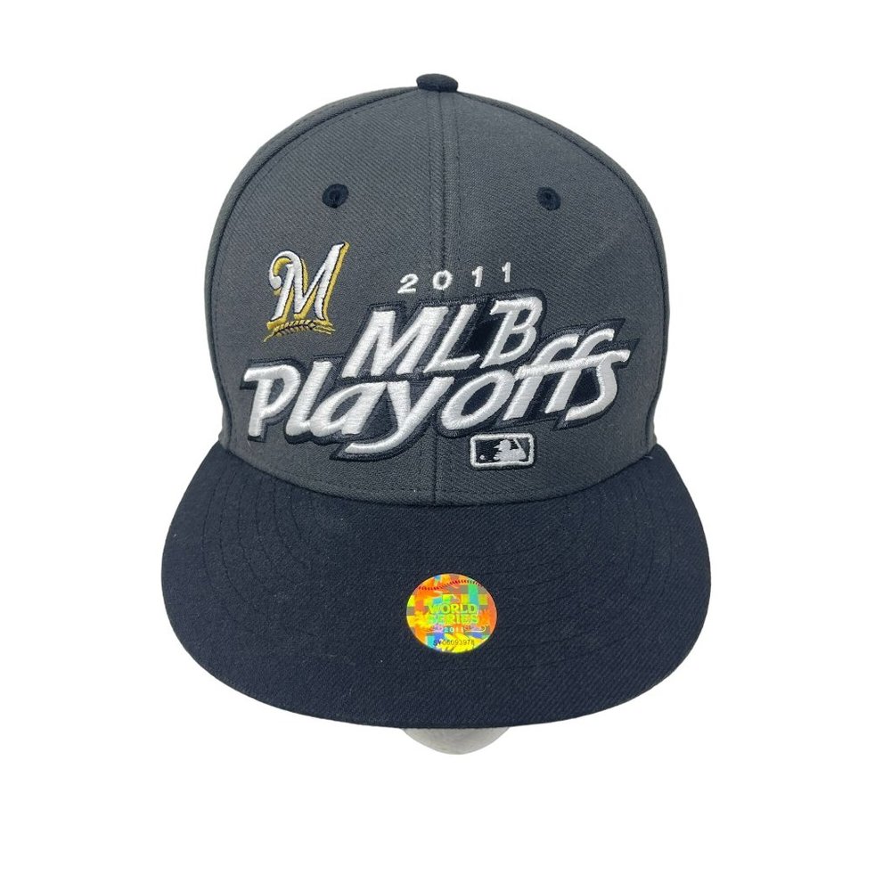 '47 Milwaukee‎ Brewers Hat Snapback Baseball Cap 2011 Playoffs Embroidered Gray